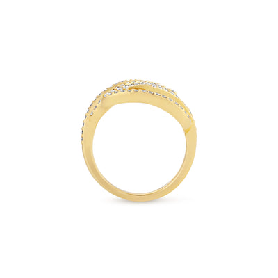 Yellow Gold Diamond Leaf Ring