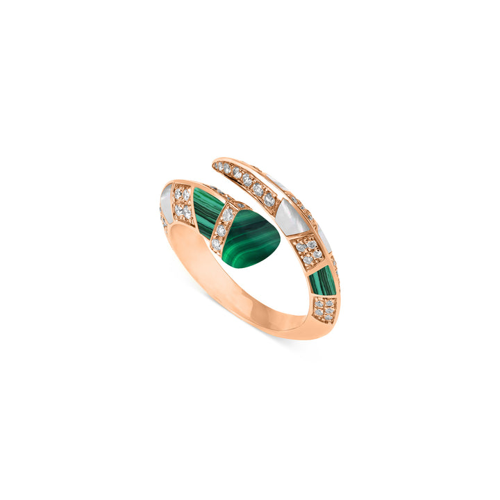 ARTISTRY Rose Gold Diamond Ring With Natural Malachite