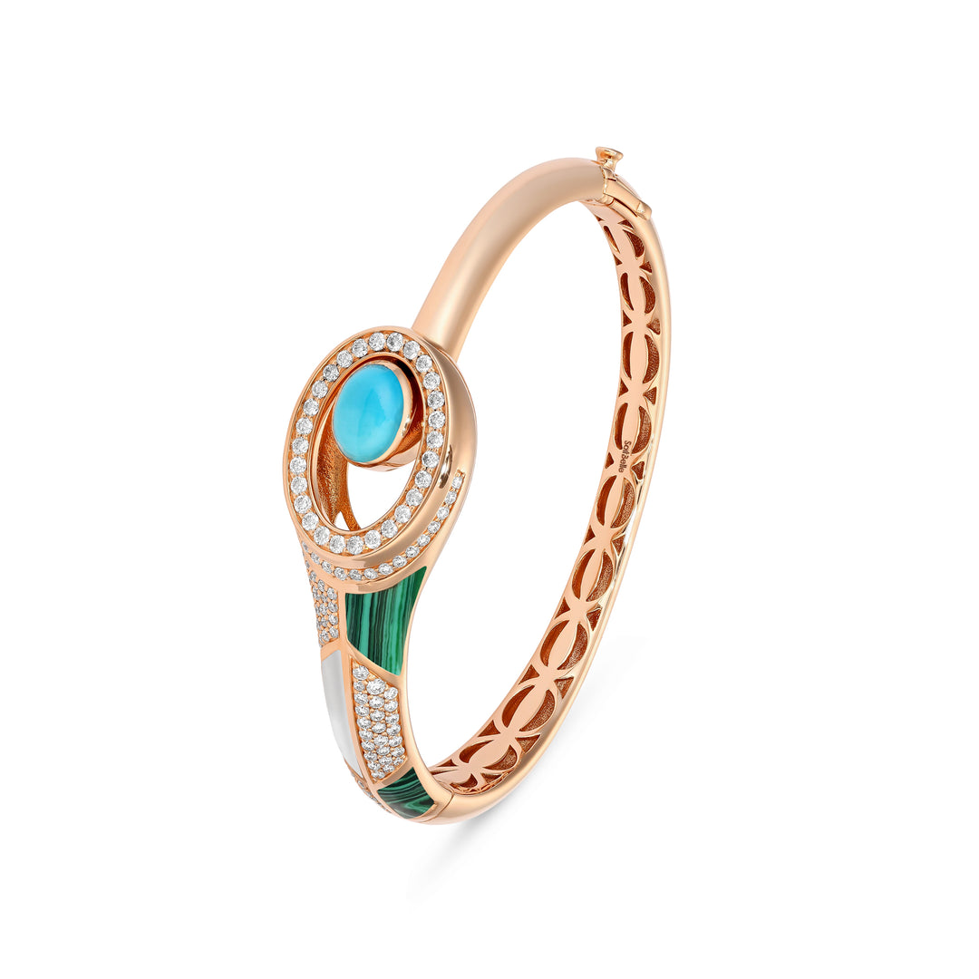D' OPRHA Rose Gold Diamond Bangle natural turquoise