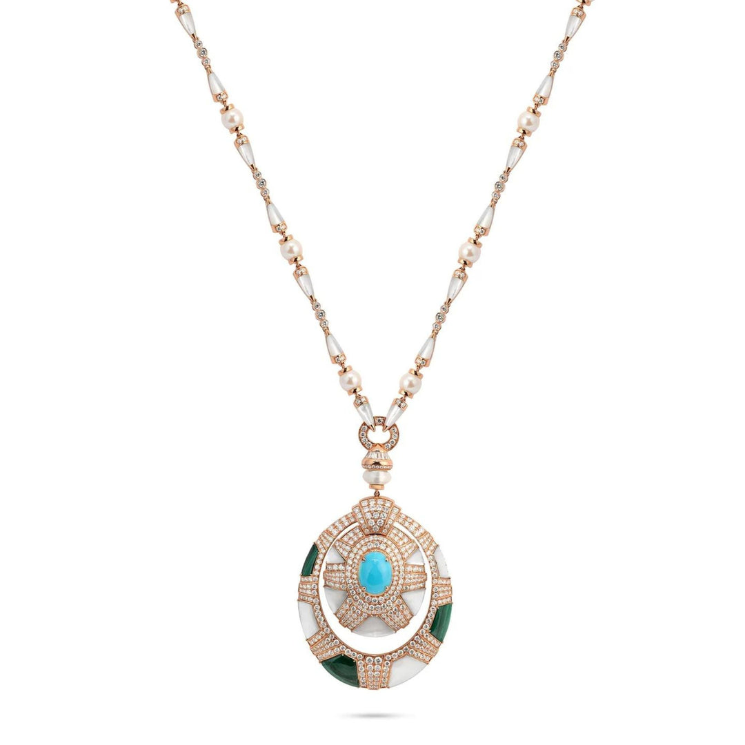 Necklace in 18K gold with turquoise