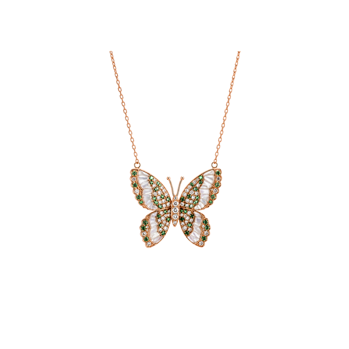 Rose Gold Diamond butterfly natural tsavorite