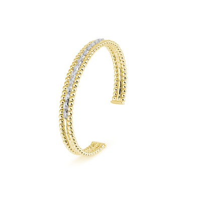 Lucien Yellow Gold Diamond and Bubble Bangle