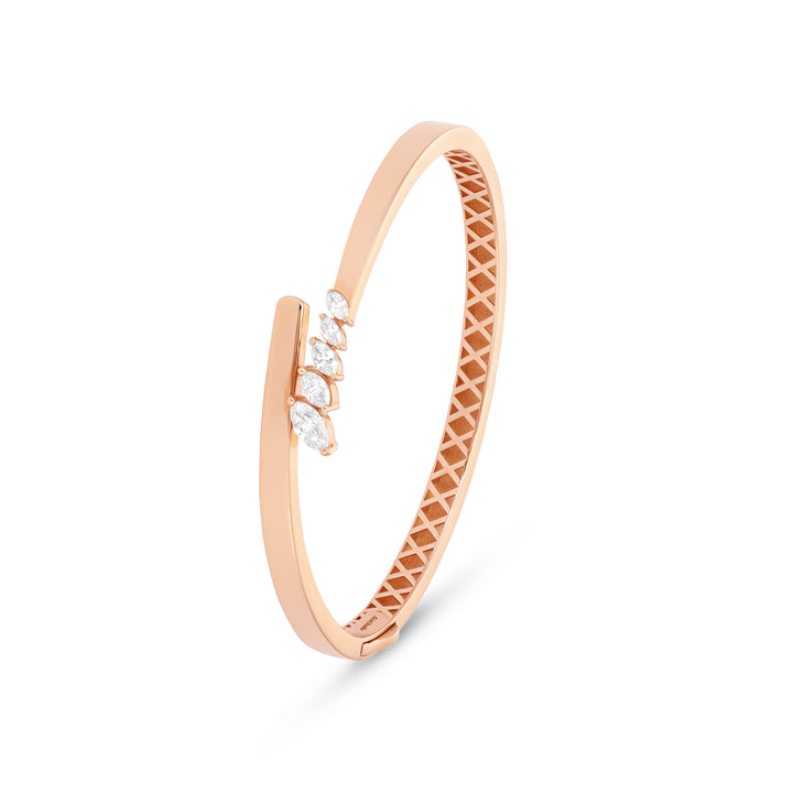 ETOILE Rose Gold Slanting Marquise Diamond Bangle