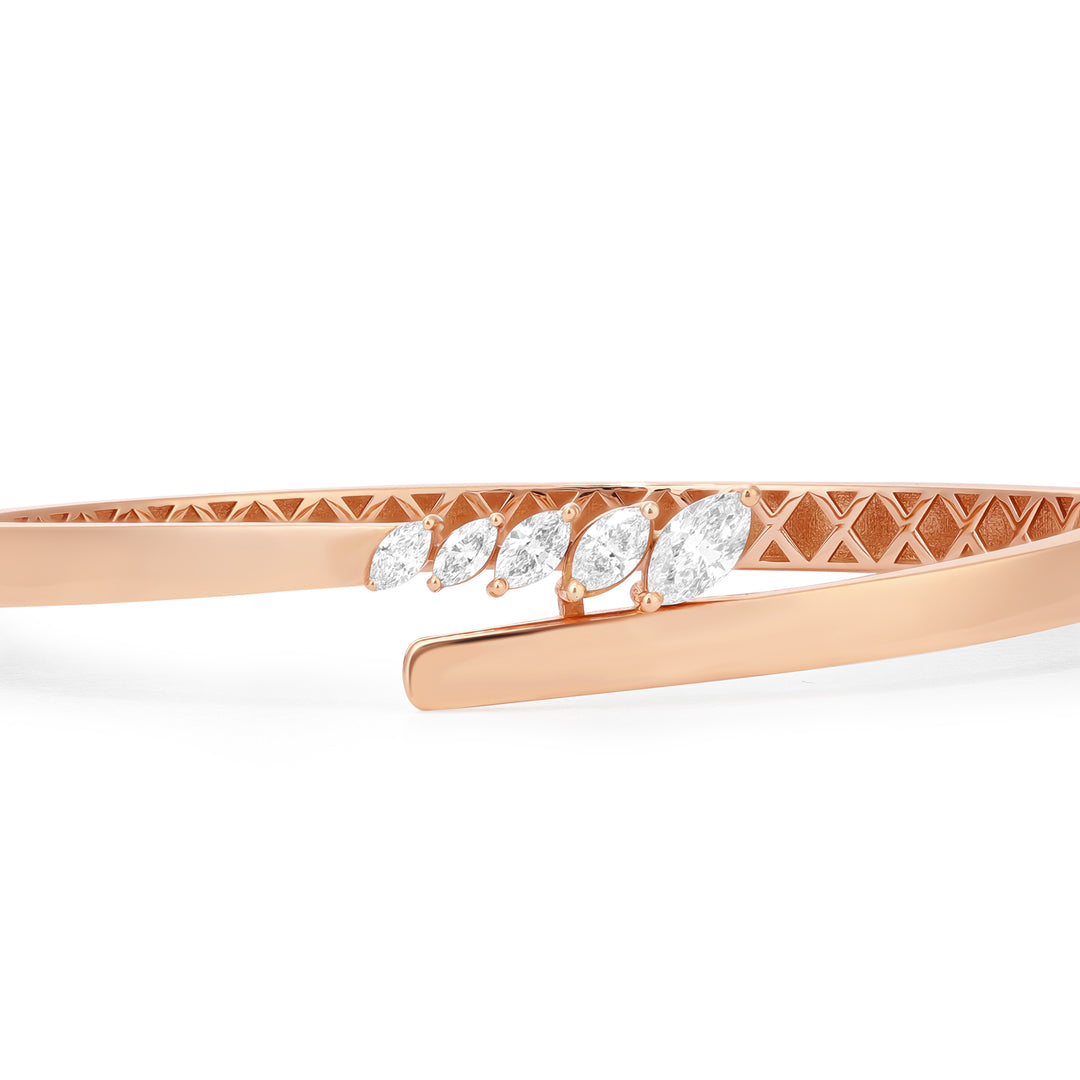 ETOILE Rose Gold Slanting Marquise Diamond Bangle