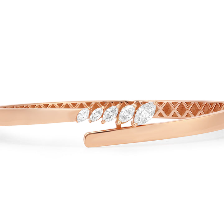 ETOILE Rose Gold Slanting Marquise Diamond Bangle