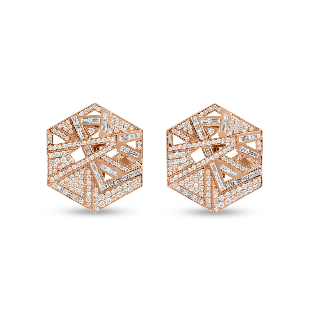 VISTA Rose Gold Hexagon Diamond Earring