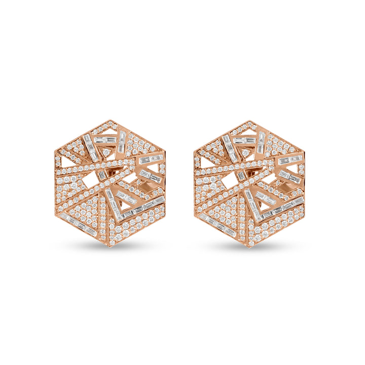 VISTA Rose Gold Hexagon Diamond Earring