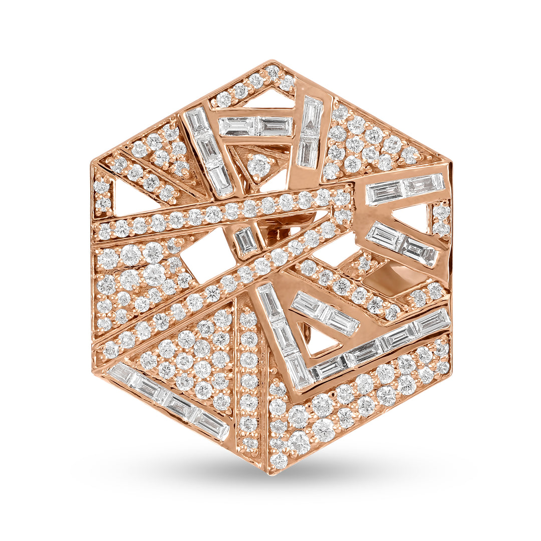 VISTA Rose Gold Hexagon Diamond Earring