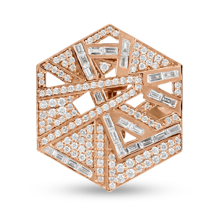 VISTA Rose Gold Hexagon Diamond Earring