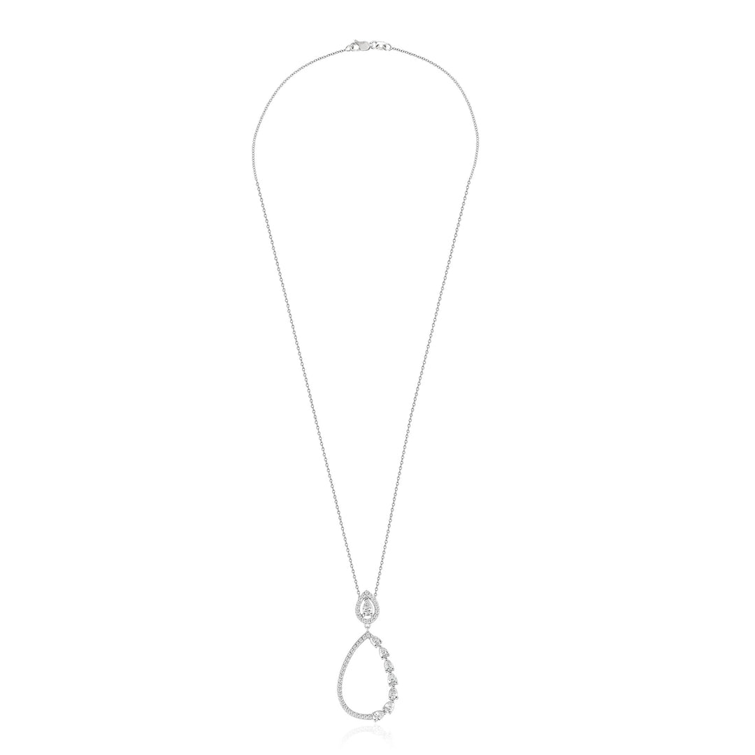 RONZA White Gold Pear Diamond Pendant