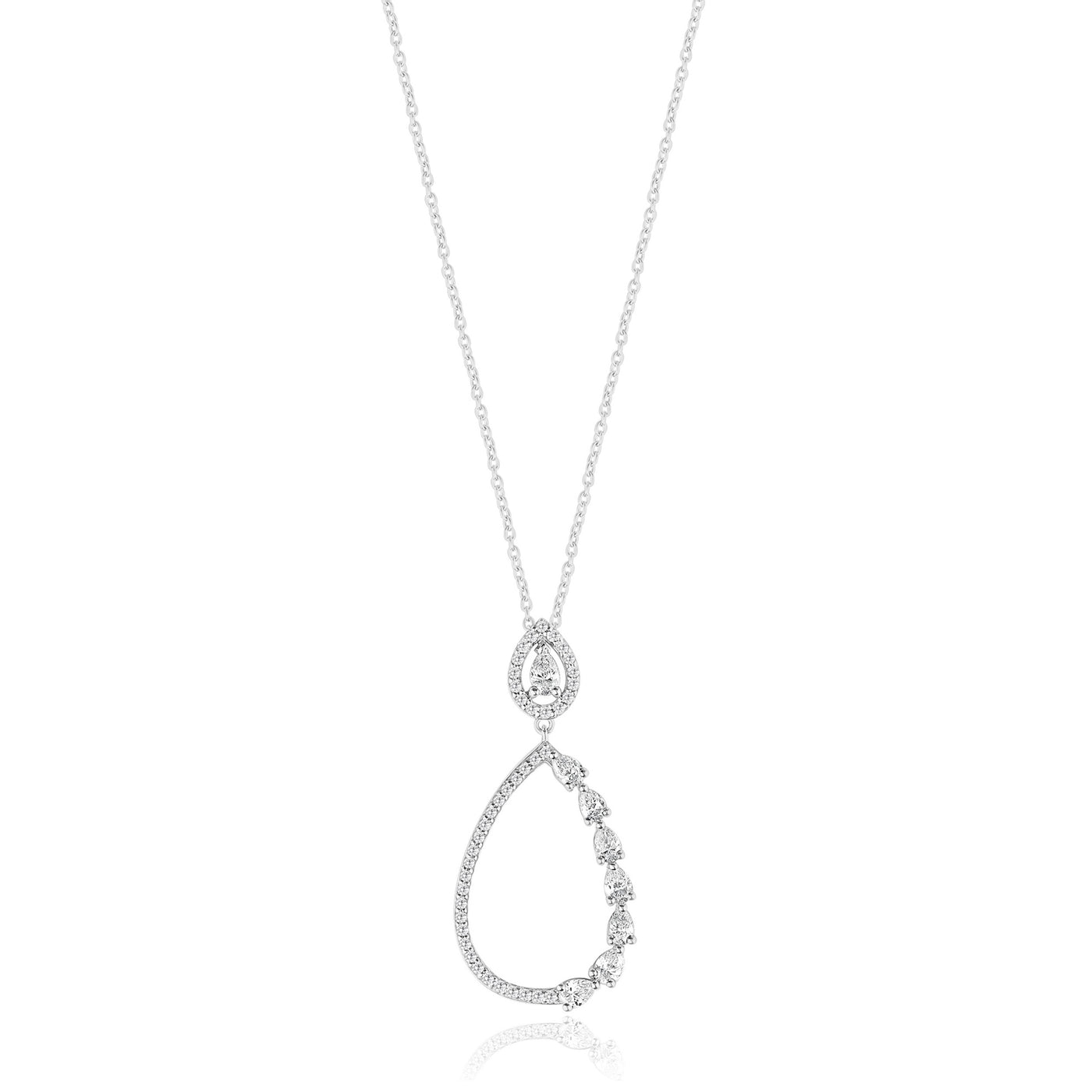 RONZA White Gold Pear Diamond Pendant