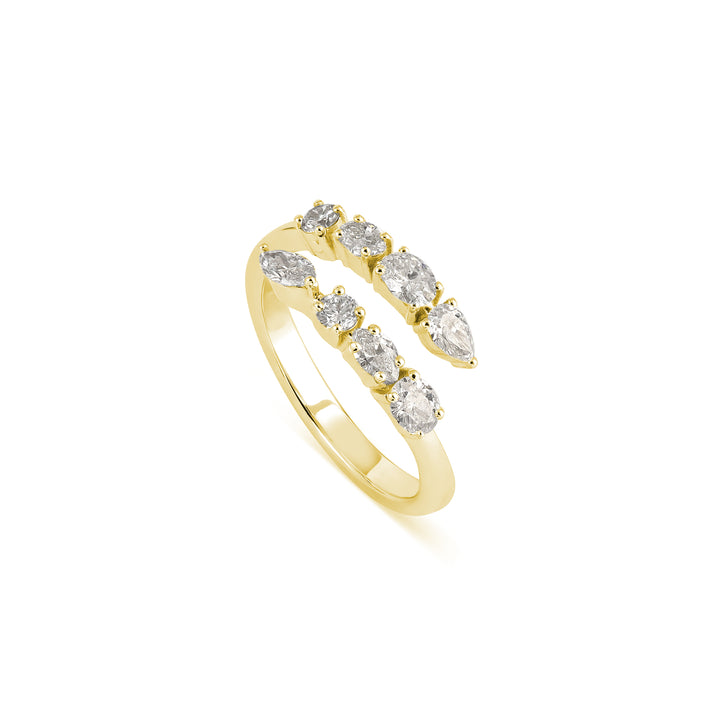 ETOILE Yellow Gold Overlapping Diamonds Ring