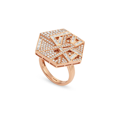 VISTA Rose Gold Hexagon Diamond Ring VISTA Rose Gold Hexagon Diamond Ring
