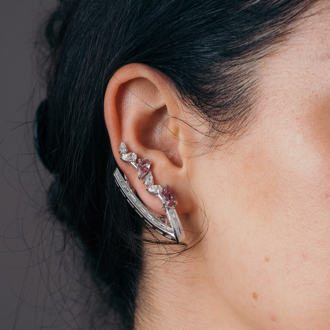 White Gold Diamond Set with Pink Tourmaline