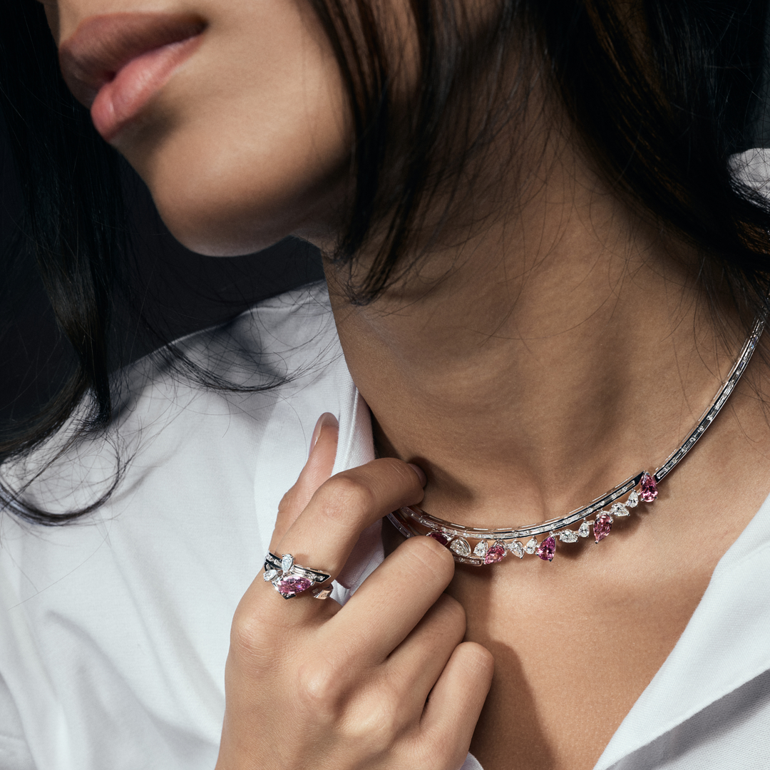 White Gold Diamond Set with Pink Tourmaline