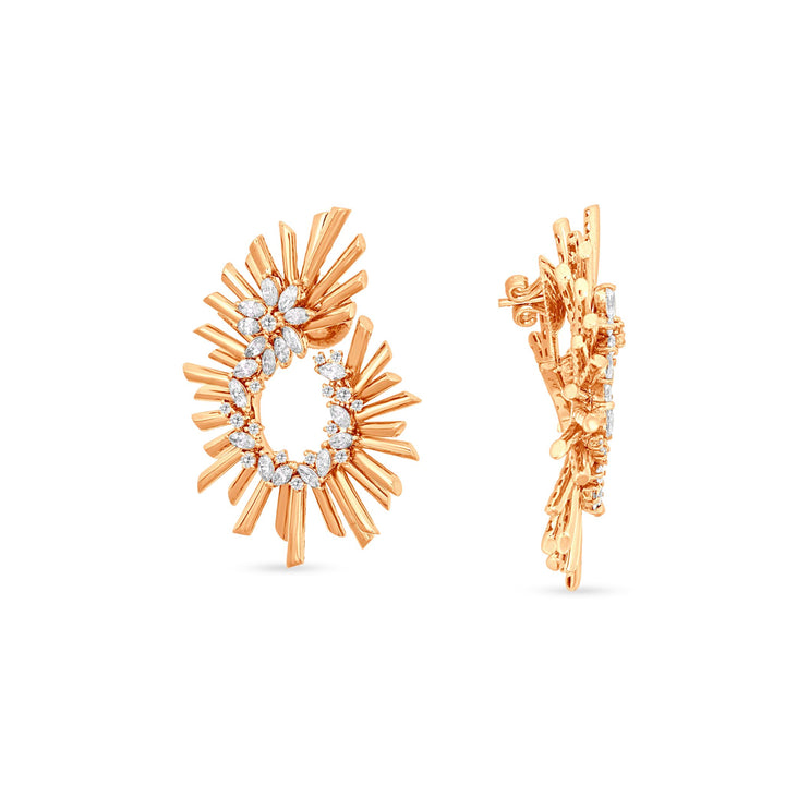 VISTA Rose Gold Diamond multiple-rays Hoop Earrings