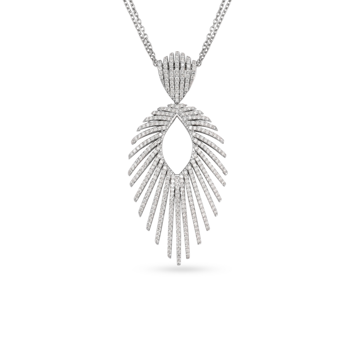 RONZA White gold open flower diamond pendant