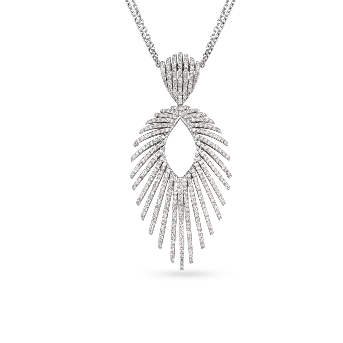 RONZA White gold open flower diamond pendant