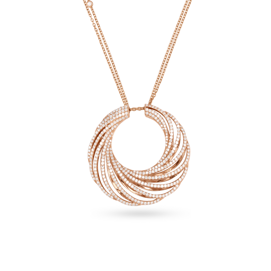 RONZA Rose Gold Large Moon Diamond Pendant