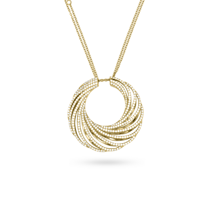RONZA Yellow Gold Large Moon Diamond Pendant