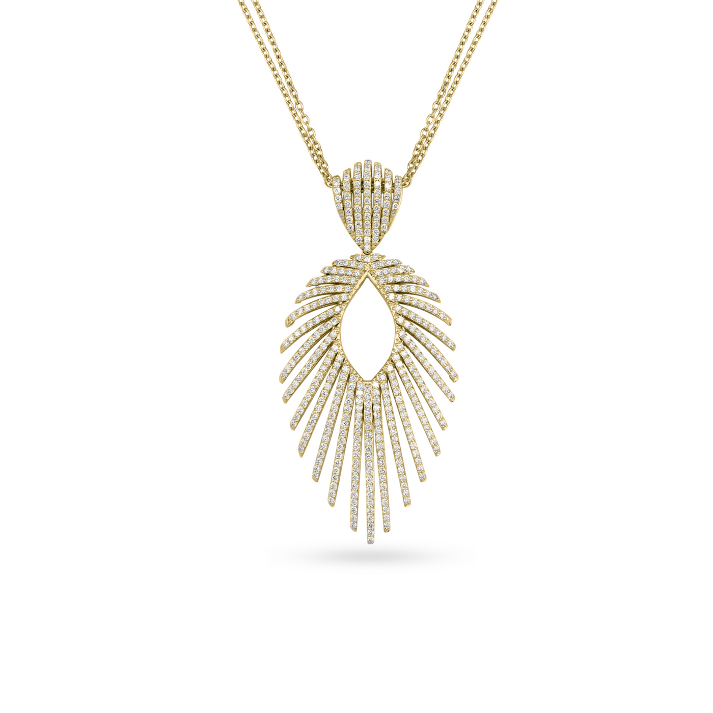 RONZA Yellow gold open flower diamond pendant