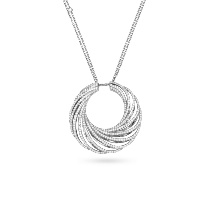 RONZA White Gold Large Moon Diamond Pendant