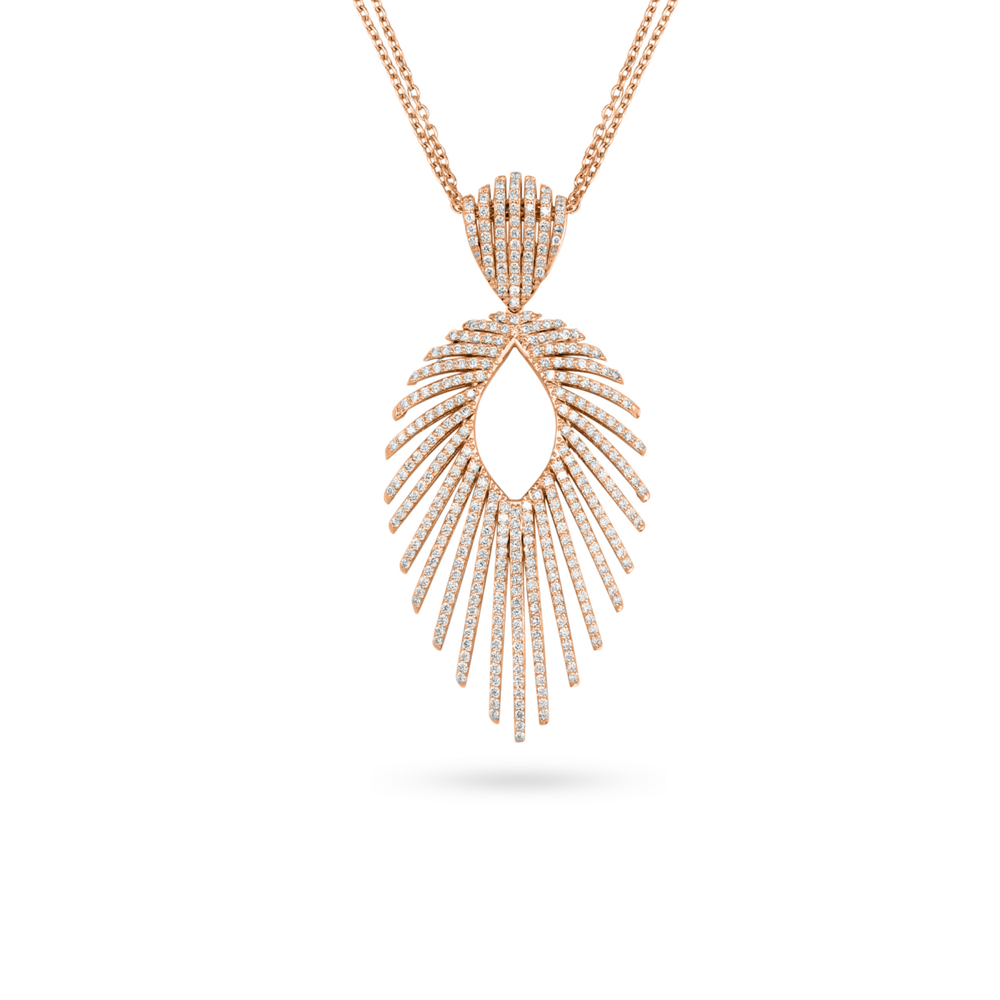RONZA Rose gold open flower diamond pendant
