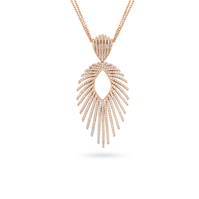 RONZA Rose gold open flower diamond pendant