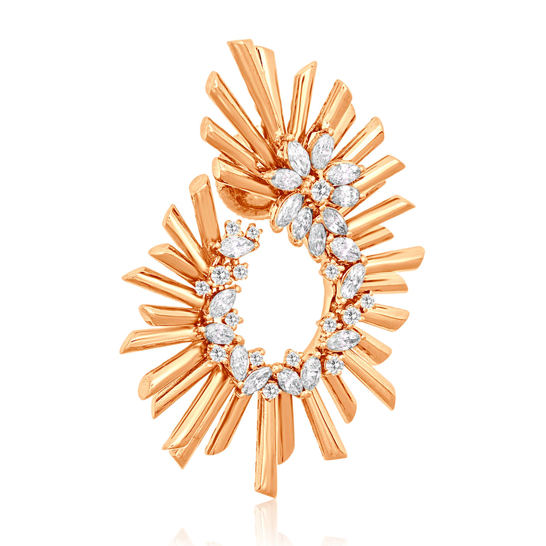 VISTA Rose Gold Diamond multiple-rays Hoop Earrings
