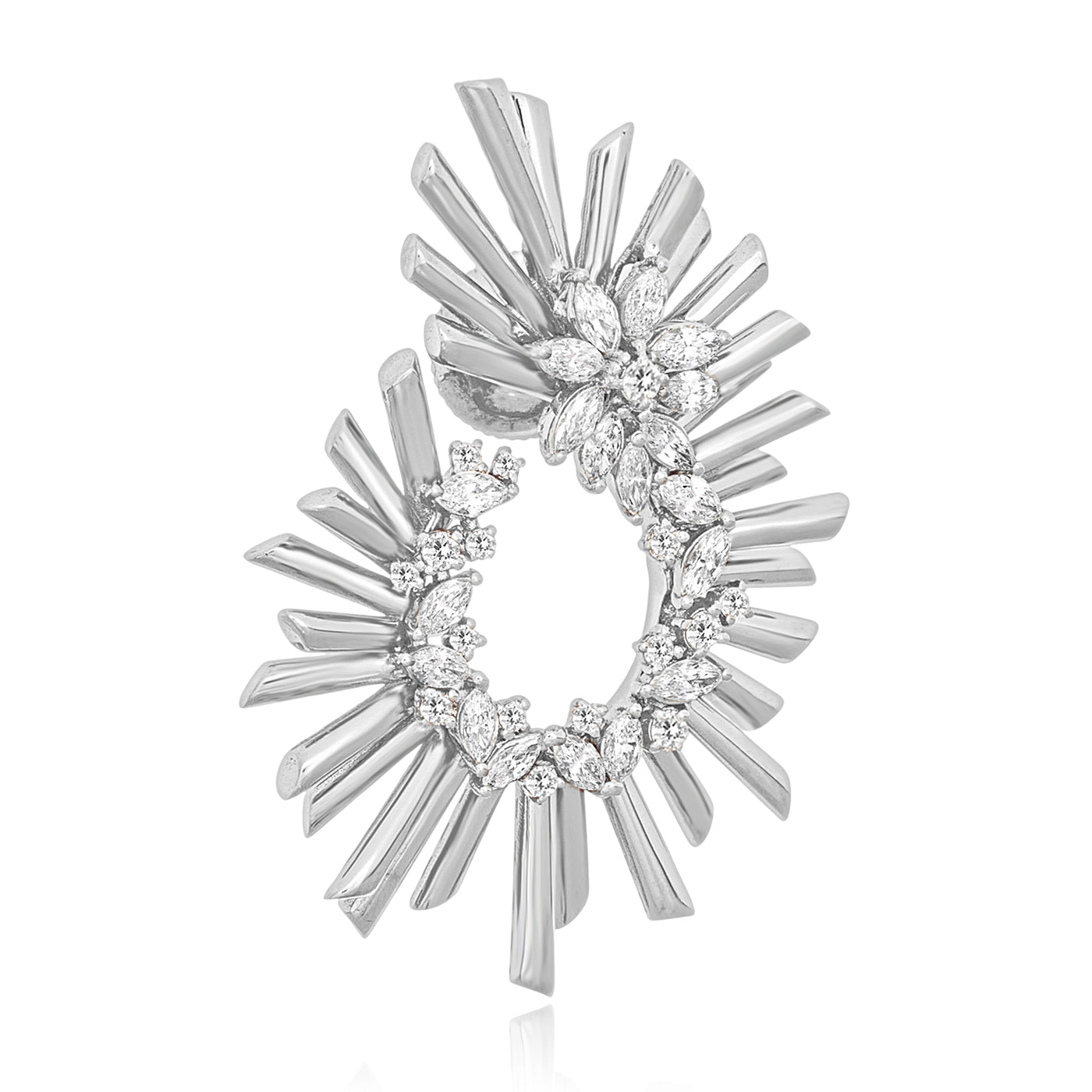 VISTA White Gold Diamond multiple rays Hoop Earrings