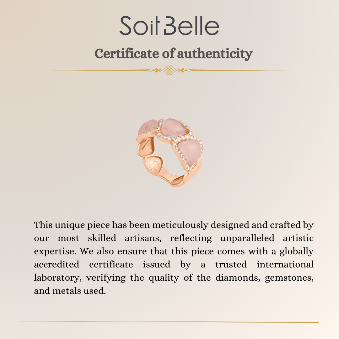 La miniera Rose Quartz & Diamond Rose Gold Ring