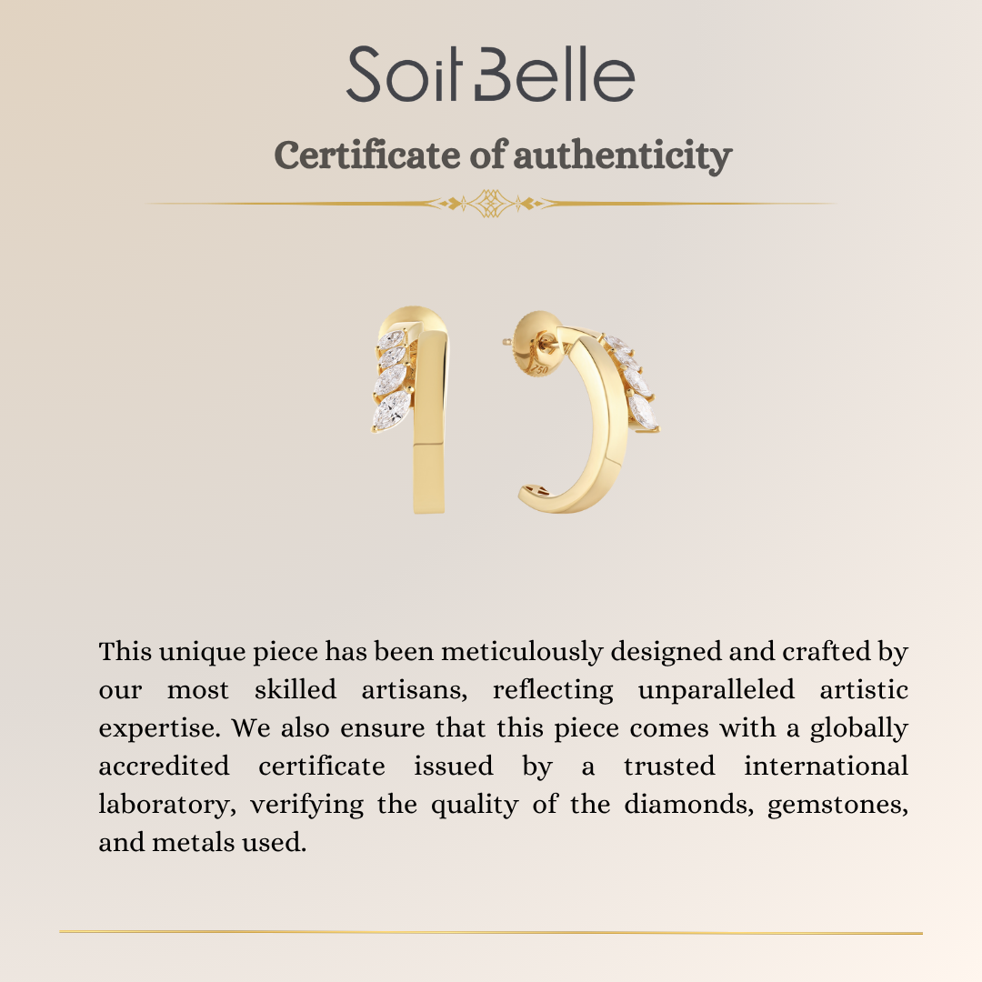 Yellow Gold Marquise Diamond Earrings