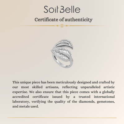 RONZA White Gold Diamond Leaf Ring