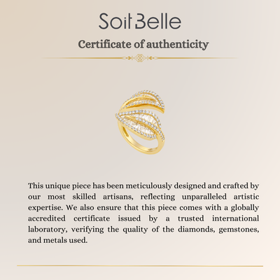 Yellow Gold Diamond Leaf Ring