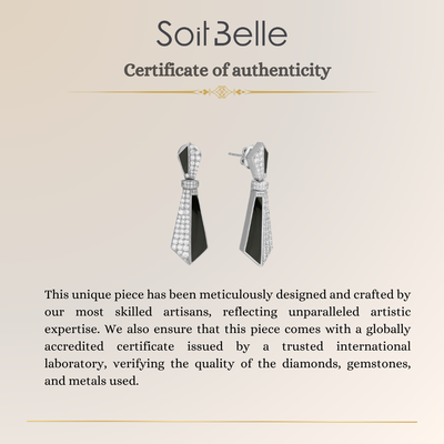 VISTA White Gold Diamond Earring with Black Onyx