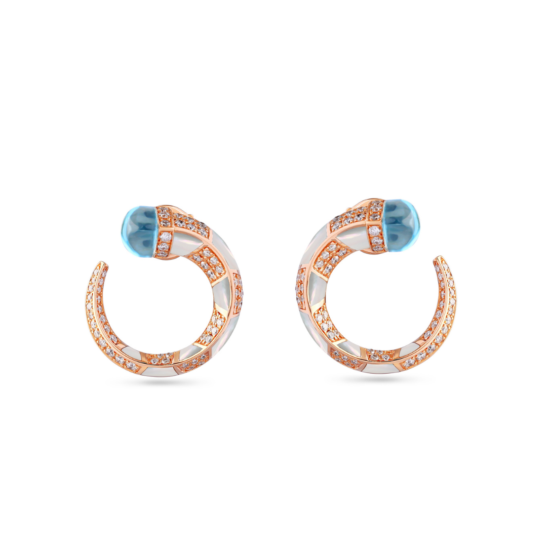 Artistry 18K rose gold chalcedony diamond earrings