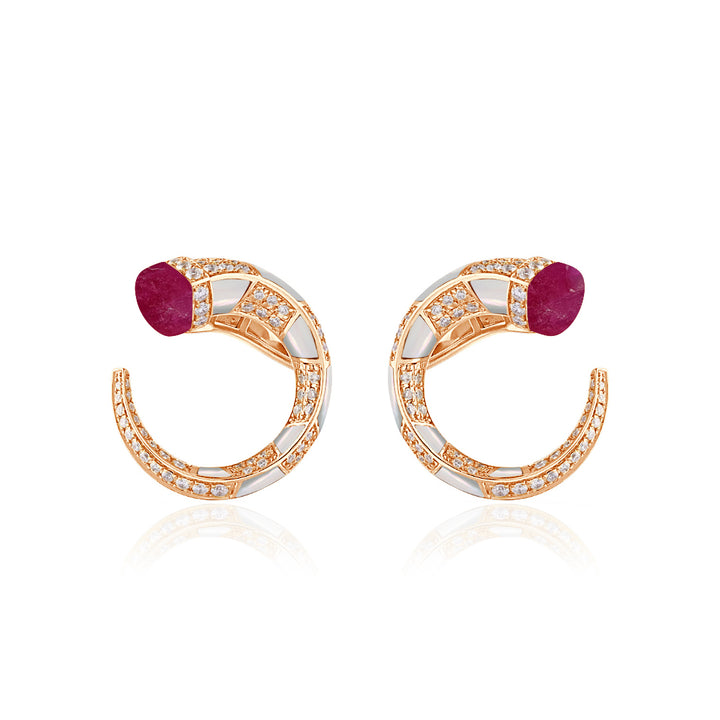 Artistry 18K rose gold ruby diamond earrings