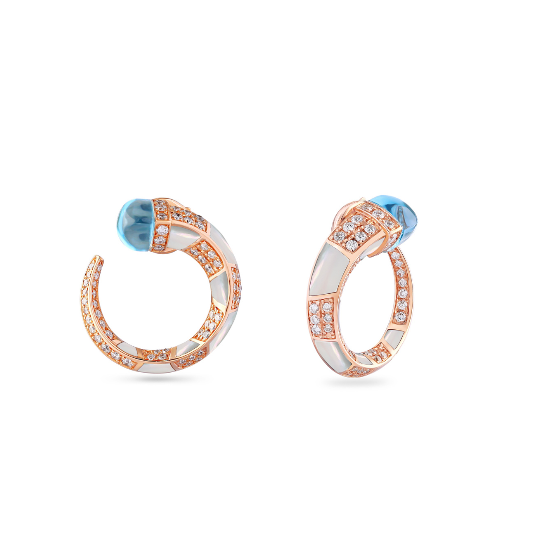 Artistry rose gold chalcedony diamond earrings side view