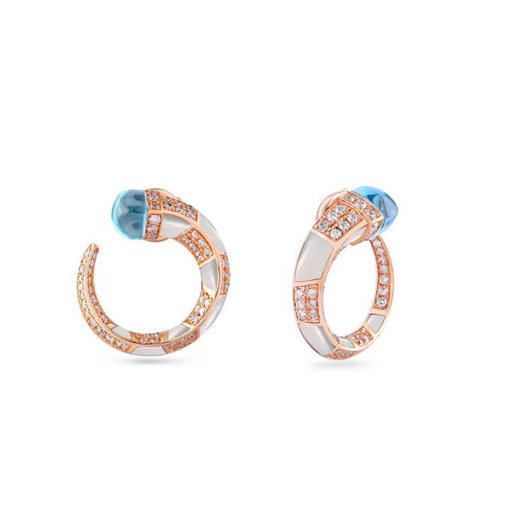 Artistry rose gold chalcedony diamond earrings side view
