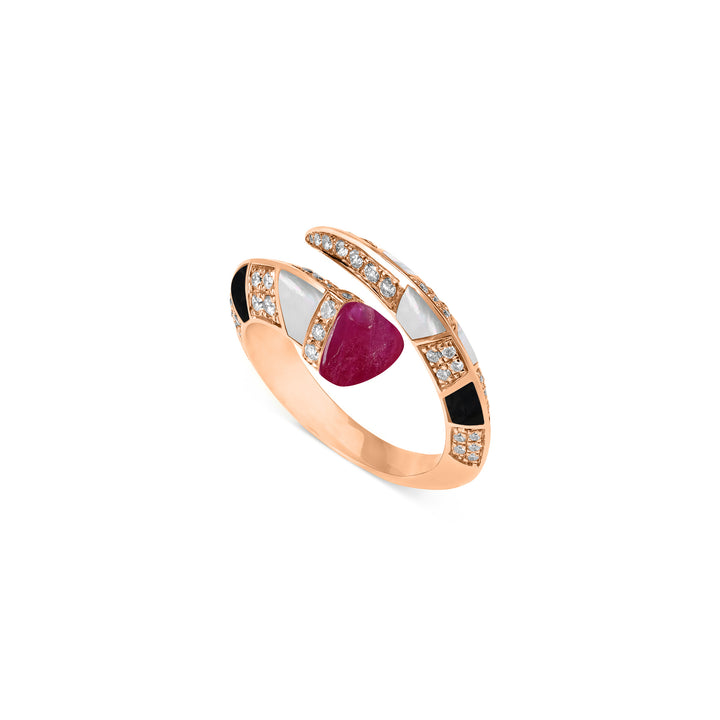 Artistry rose gold ruby diamond ring side view