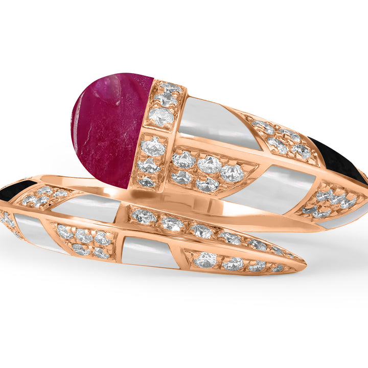 Artistry rose gold ruby diamond ring detail