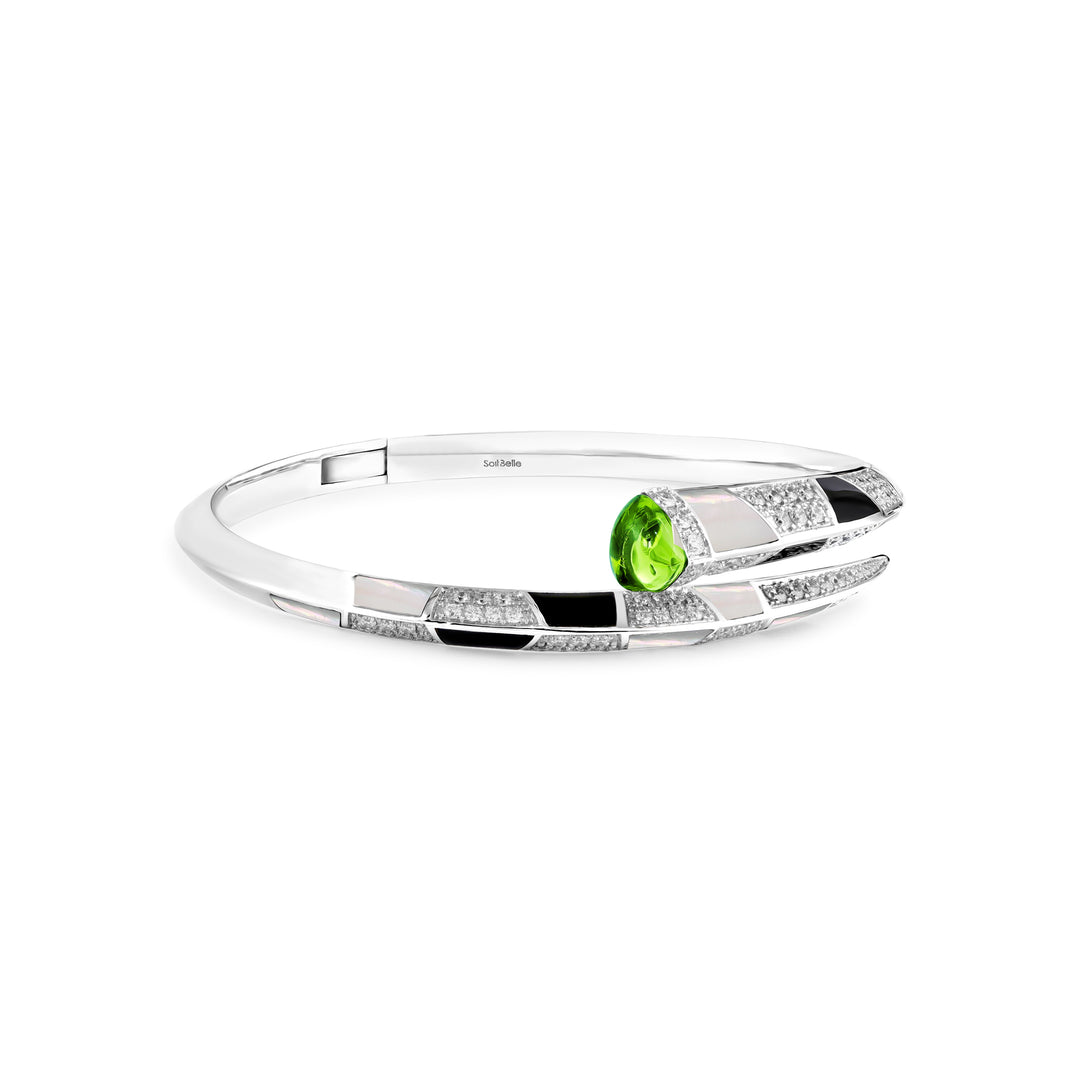 Artistry white gold peridot diamond bangle side view