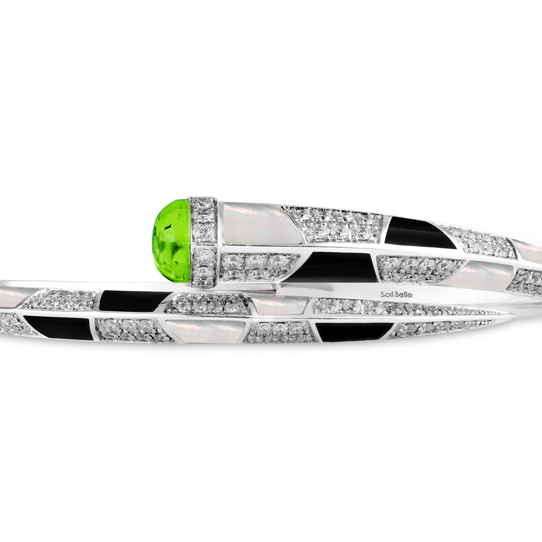 Artistry white gold peridot diamond bangle detail
