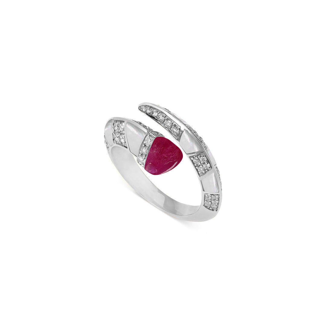 Artistry white gold ruby diamond ring detail