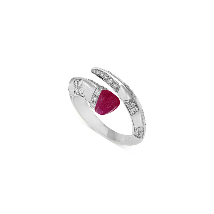 Artistry white gold ruby diamond ring detail