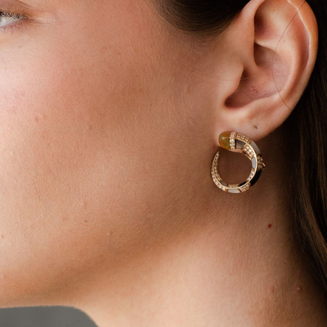 Artistry 18K yellow gold opal diamond earrings