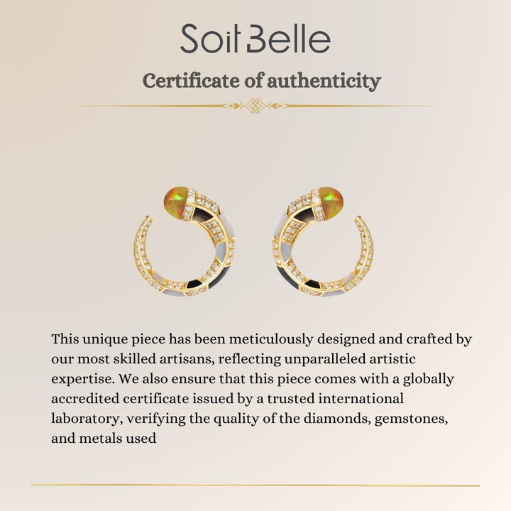 Artistry yellow gold opal diamond earrings detail