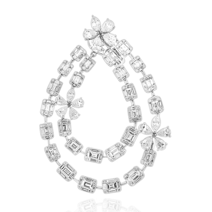 Soit Belle White Gold Double Hoop Emerald Cut Diamond Earring.