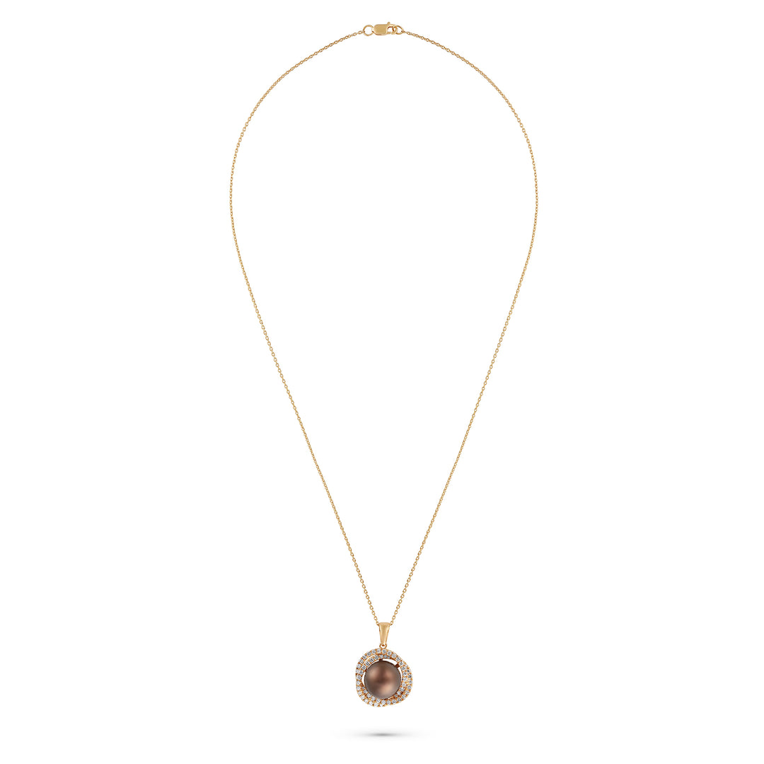 Bahr Rose Gold Brown Pearl Pendant with Natural Diamond | Soit Belle Fine Jewellery