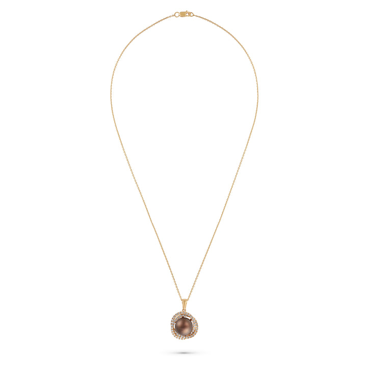Bahr Rose Gold Brown Pearl Pendant with Natural Diamond | Soit Belle Fine Jewellery
